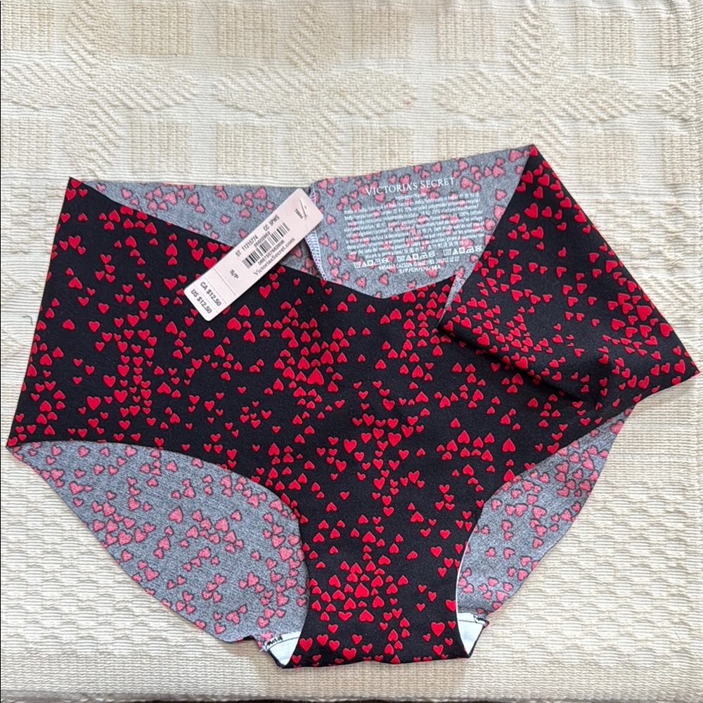 Victoria's Secret Black and Red Heart Panties